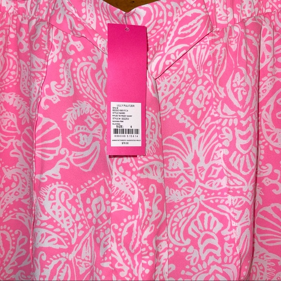 Lilly Pulitzer Myles Tie Front Short Havana Pink - Picture 13 of 16